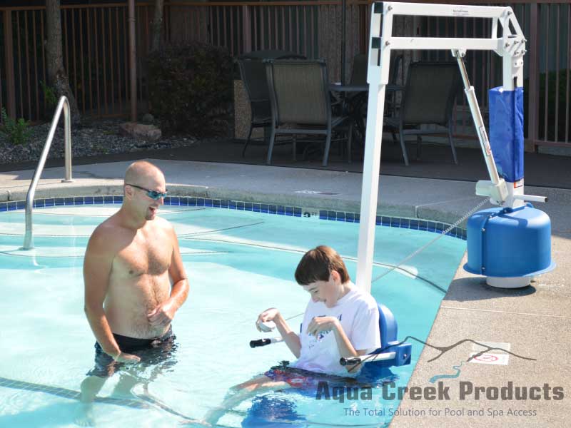 scout pool lift with kid