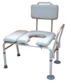 Padded Bath Transfer Bench with Commode Cut Out